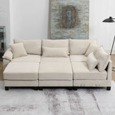 Bellemave® 133" Corduroy Modular Sectional Sofa,U Shaped Couch with Armrest Bags,6 Seat Freely Combinable Sofa Bed - Bellemave